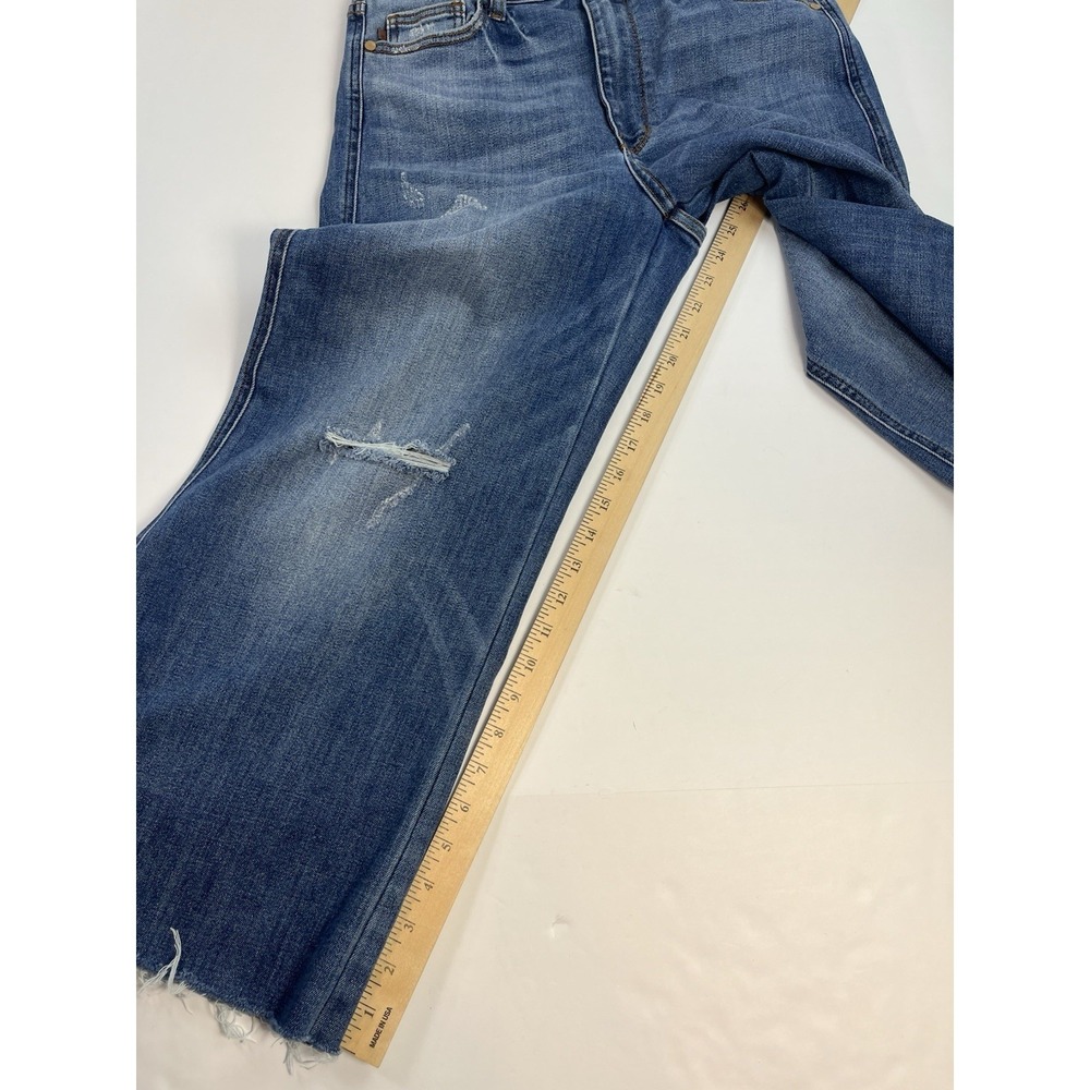 Judy Blue Jeans Retro Wide Leg Size 11/30 Raw Hem Distressed JB82636 Cropped - Picture 6 of 11